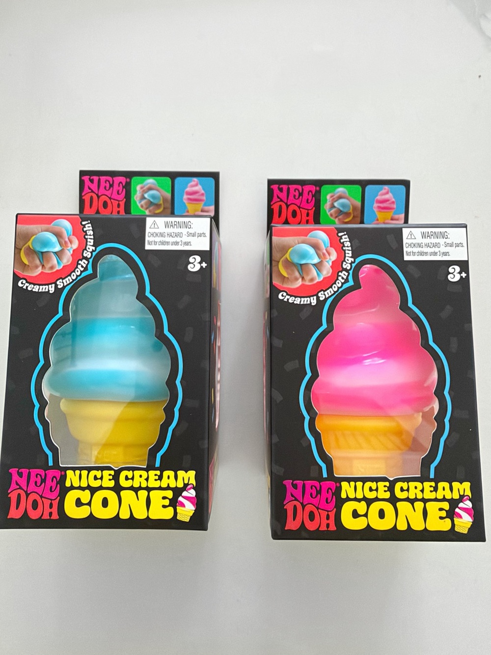 NeeDoh Nice Cream Cone Bundle of 2 NEW Sealed Pink & Blue Rare Squishy Fidget 🩷💙